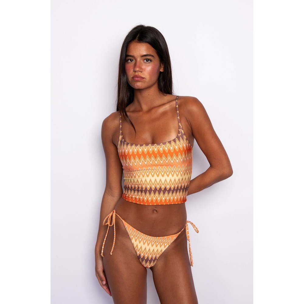 NEW Skatie Tankini Top & Vera Bikini Swim Bottom Puglia Glossy Orange XS Small